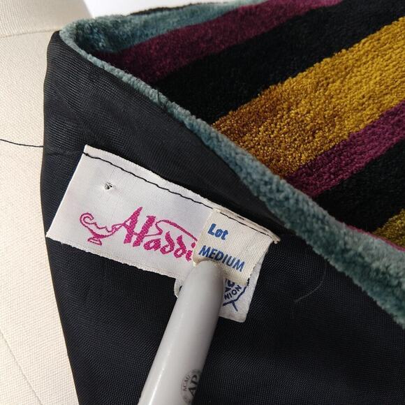 Vintage Vest Aladdin Tapestry Boho Hippie Carpet Striped Festival Size M Long - Picture 6 of 7